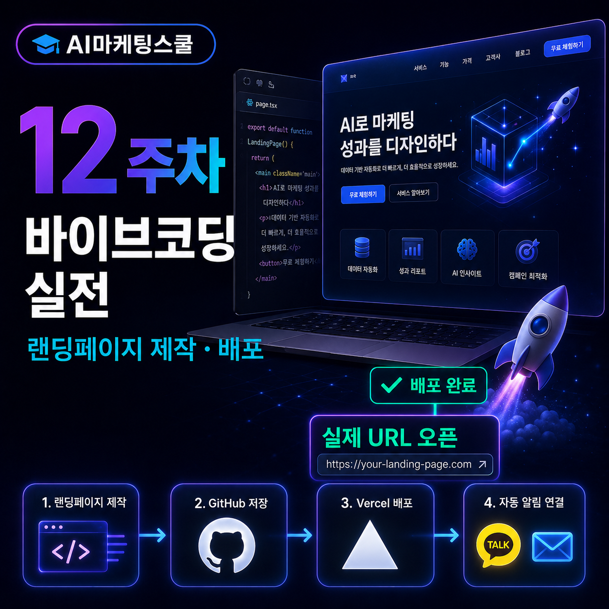 AI마케팅스쿨 12주차 바이브코딩 실전 커리큘럼 썸네일